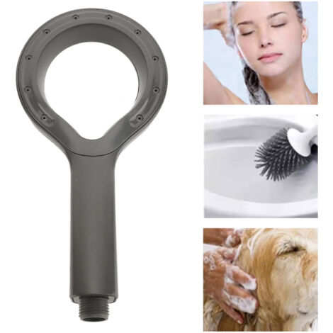 Hochdruck-Duschkopf mit großem Wasserauslass und Manometer für Badewanne, ABS, 245 x 120 mm, Grau, 1 Stück
