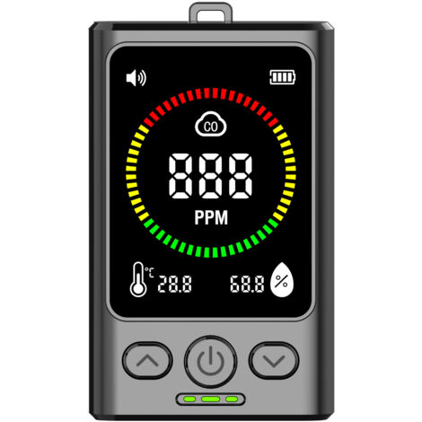 Hochempfindlicher, tragbarer Kohlenmonoxidmelder – CO-Alarm mit digitaler PPM-Anzeige für Camping, Wandern, Garage und Zuhause – 5V USB-betrieben – Alovez
