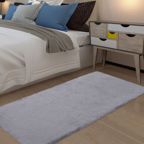Hochflor Teppich Wohnzimmer Schlafzimmer Shaggy Modern Flauschiger Fellteppich Weich Fell Imitat Kunstfell Einfarbig, Grösse:60x160cm