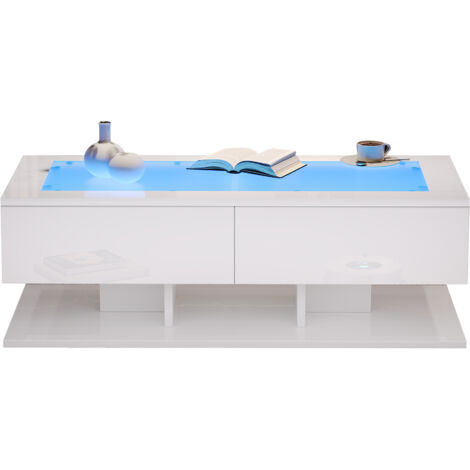 Hochglanz-Couchtisch, Tisch mit 4 Schubladen, einzigartige Farbabstimmung und Liniendesign, Stauraum unten. 787836cm