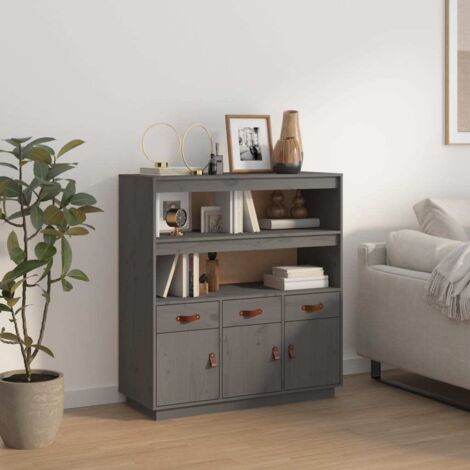 Hochkommode Grau 100x40x108,5 cm Massivholz Kiefer