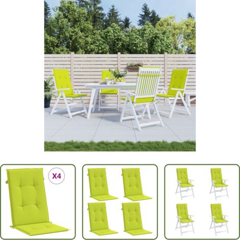 Hochlehnerkissen -  Gartenstuhlauflagen für Hochlehner 4 Stk. Knallgrün 120x50x3 cm