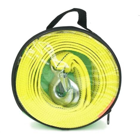 COOCHEER Hochleistungs-Abschleppgurt mit zwei Sicherheitshaken, mit Adlerklauenhaken, 5 Tonnen Kapazität, 5 Meter Länge