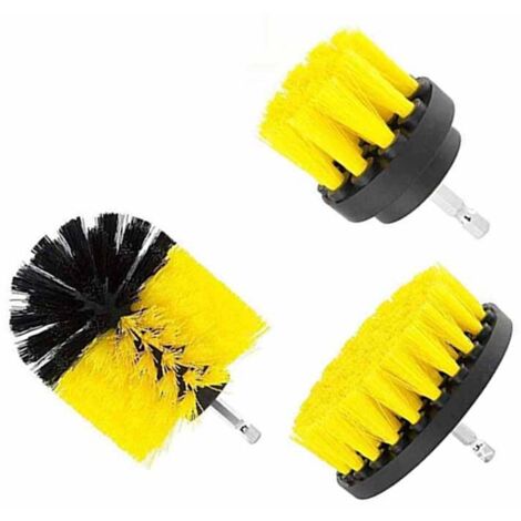 Hochleistungs-Elektrobürsten-Set – Set mit 3 robusten Polypropylenbürsten für Böden, Fliesen, Fenster und Toiletten, gelb