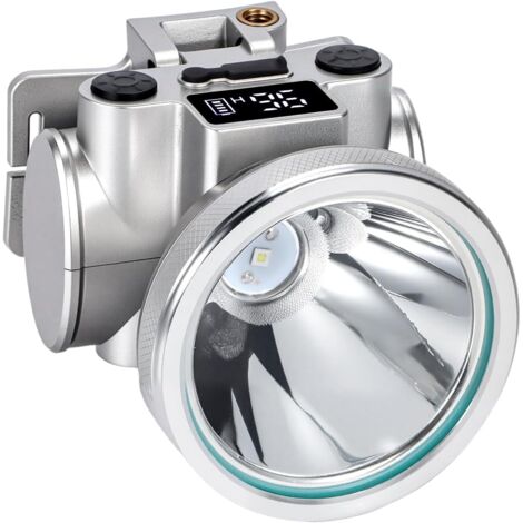 Hochleistungs-LED-Stirnlampe mit Display. Wasserdichte, wiederaufladbare USB-C-Stirnlampe mit Betriebsdaueranzeige. 4 Leuchtmodi. Ideal für Camping, Arbeit und Jagd.