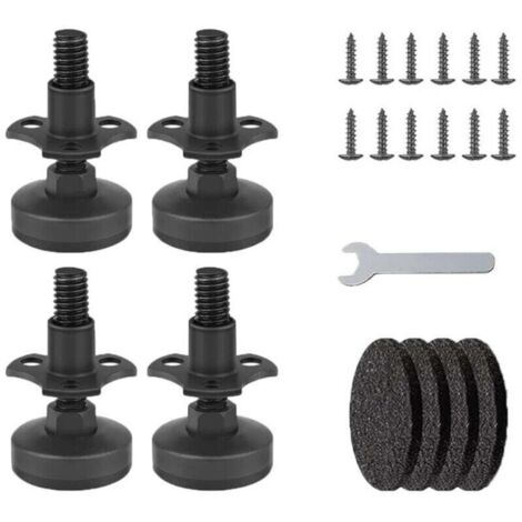 Hochleistungs-Möbelfüße, 4er-Pack mit 3/8-16-Gewinde, verstellbare Möbelfüße, verstellbare Tischfüße für Tisch/Stuhl/Sofa/Schreibtisch/Schrank/Werkbank, Tragkraft 600 kg – Schwarz