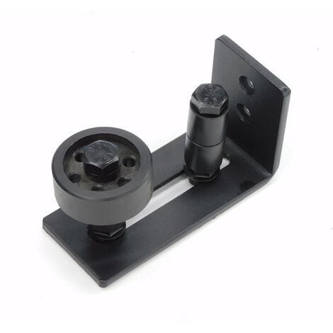 Hochleistungs-Schiebetürschiene, 1 Stück – Schwarzer Kohlenstoffstahl, verstellbare Rolle 0–2,5 cm, Wandhalterung 12 x 5,3 x 6,5 cm, für Heimwerkerprojekte