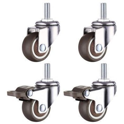 Hochleistungsfähige Universal-Stuhlrollen mit einzigartigem Bremssystem, M8-Bremsrollen, Gewindedurchmesser: 8 mm, Länge 20 mm, 2 mit Bremsen + 2 ohne.
