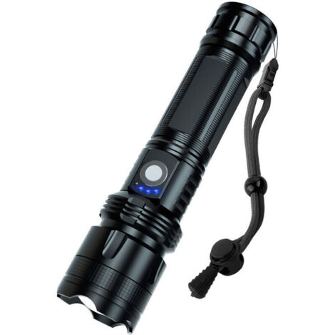 Hochleistungsfähige, wiederaufladbare LED-Taschenlampe mit 200.000 Lumen, 5 Leuchtmodi, wasserdicht – ideal für Notfälle und Wanderungen.