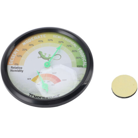 Hochpräzises analoges Thermometer-Hygrometer mit mechanischem Zifferblatt für Reptilien – ABS/PC/Aluminium, 74 mm – Misst Temperatur und Feuchtigkeit ohne Batterie