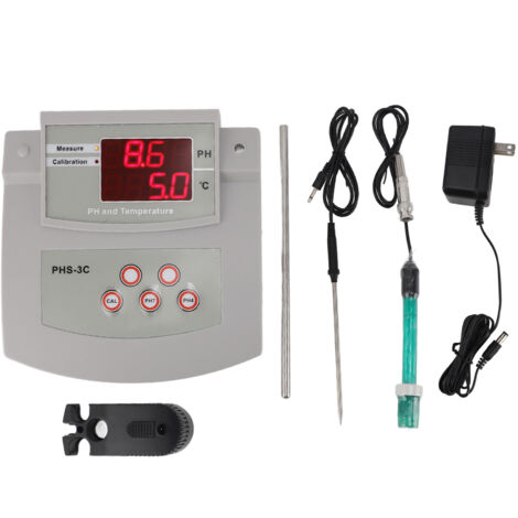 Hochpräzises Tisch-pH-Meter für Labore mit Selbstkalibrierung (0,00–14,00 pH), automatischer Temperaturregelung (ATC), LED-Anzeige, Komplettset für Aquarien und Schwimmbecken