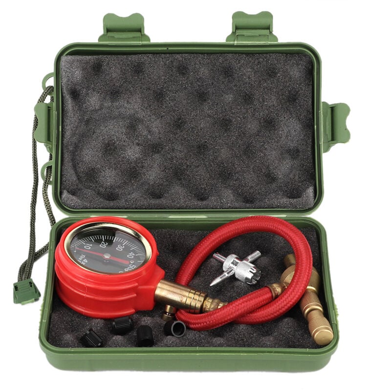 Image of Hochpräzises automatisches Reifendruckmessgerät mit Zifferblatt, tragbarer Tester für Autozubehör.