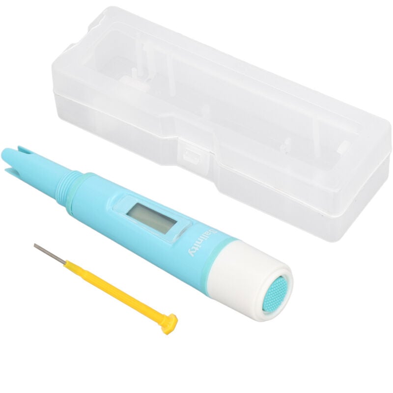 Image of Hochpräzises, tragbares Wasser-Salzgehaltsmessgerät mit Bildschirmanzeige für die Aquakultur.