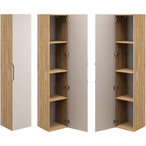 Hochschrank 1-türig in Eiche mit beige OLUO-56-BEIGE