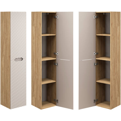 Hochschrank 2-türig in Eiche mit beige OLUO-56-BEIGE