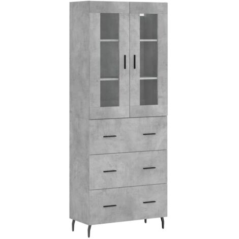 Hochschrank Beton grau 69,5x34x180 cm aus Holzwerkstoff