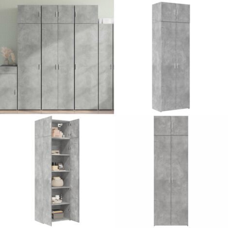 Hochschrank Betongrau 70x42,5x225 cm Holzwerkstoff - Schrank - Stauraum