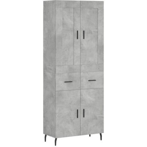 Hochschrank Grau Beton 69,5x34x180 cm Holzwerkstoff