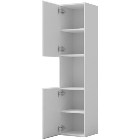 Hochschrank Hängeschrank Soft-Close Badschrank Badezimmer Schrank Weiß Matt 130 cm