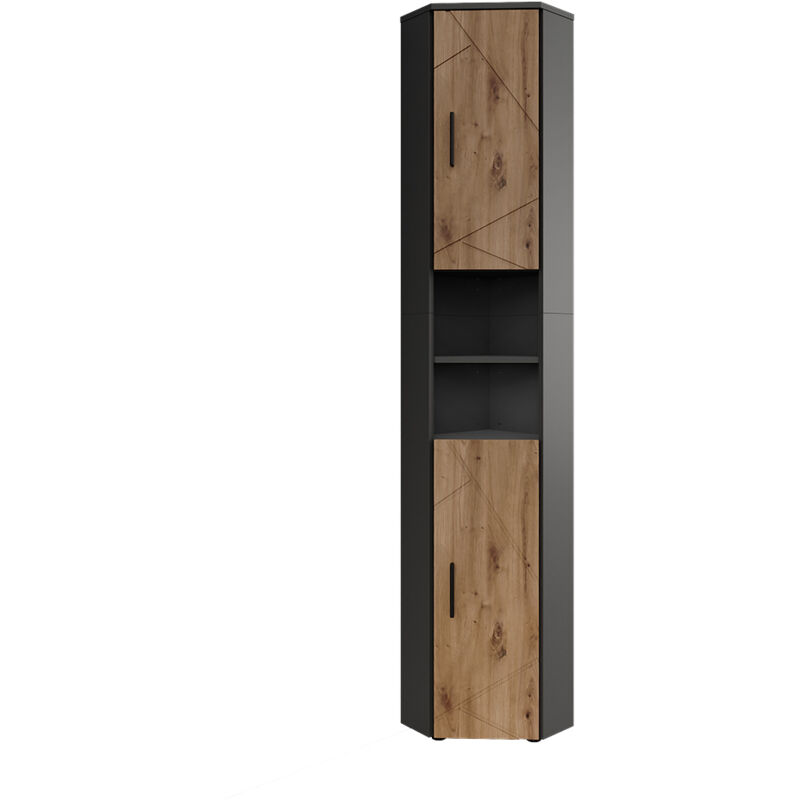 Hochschrank Irma, Anthrazit/artisan, 33 X 192 Cm Mit 2 Türen, Vicco