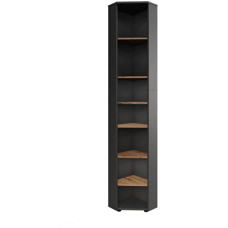Eckhochschrank Irma, Anthrazit/artisan, 33 X 192 Cm 7 Fächer, Vicco