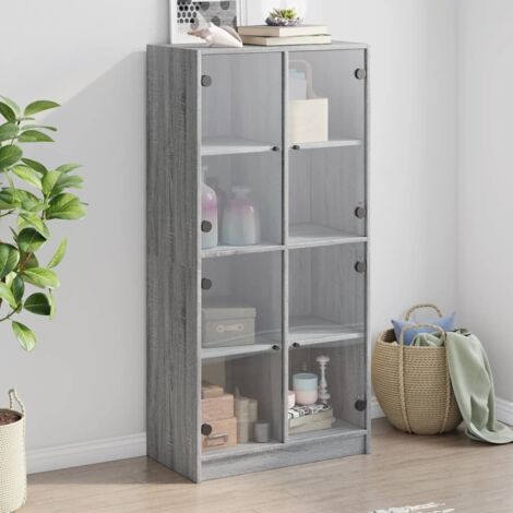Hochschrank mit Türen Sonoma Grau 68x37x142cm Holzwerkstoff