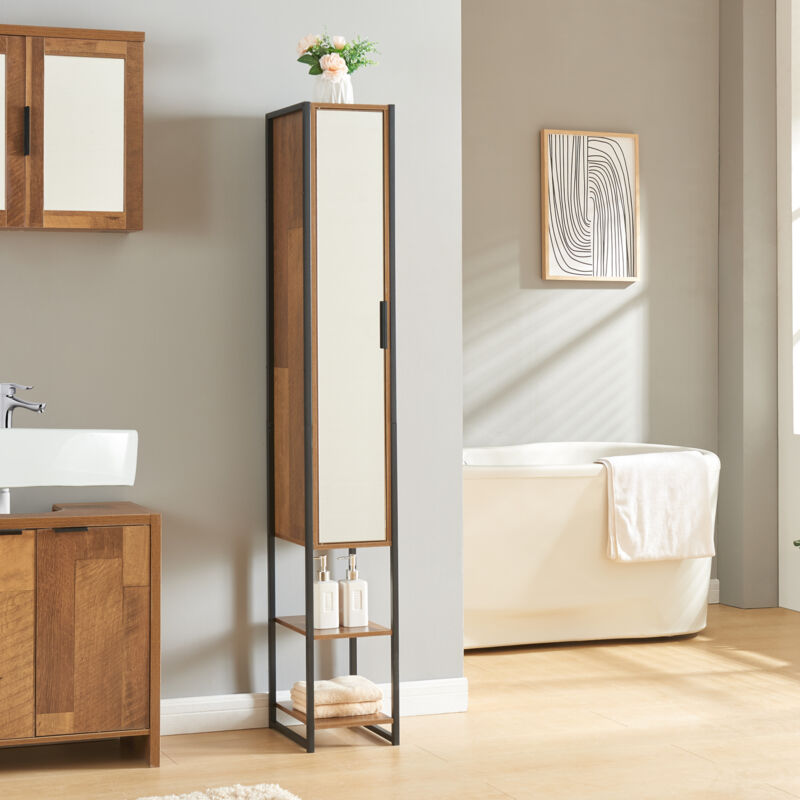 [en.casa] - Hochschrank Namsskogan 160x24x30cm Walnussoptik