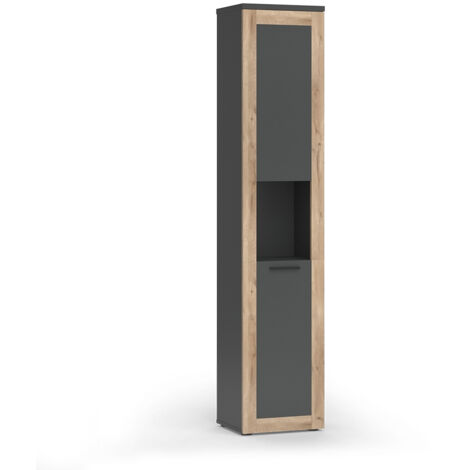 Hochschrank Niko, Anthrazit/Viking Oak, 40 x 194.3 cm, Vicco