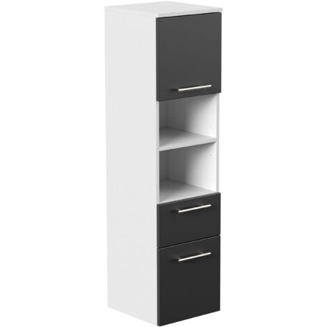 Hochschrank SANTINI 135cm weiss matt mit Fronten in schwarz