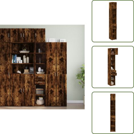 Hochschrank Schmal Räuchereiche 30x42,5x225 cm Holzwerkstoff - Hochschrank - Hochschränke - Hochschrank Schmal - Schrank Schmal