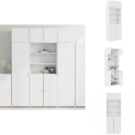 Hochschrank Weiß 80x42,5x225 cm Holzwerkstoff - Hochschrank - Hochschränke - Schrank Hoch - Schränke Hoch