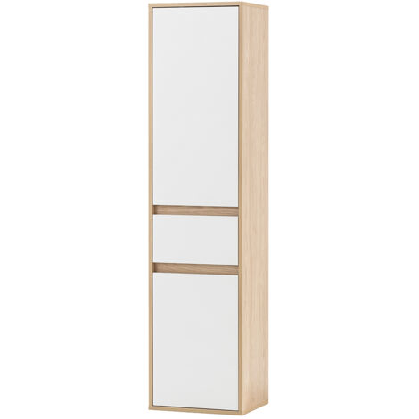 Hochschrank weiß matt mit Eiche MASKAT-80