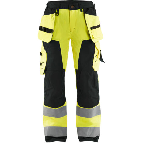 Hochsichtbare Arbeitshose Damen 7156 – Neon Gelb/Schwarz XL – FR(48) – SE(C46) – Normen