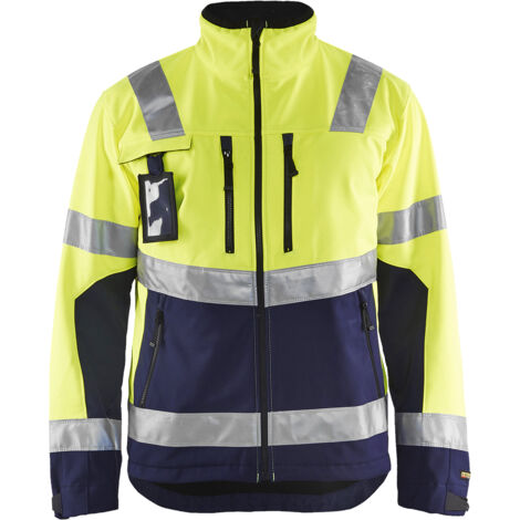 Hochsichtbare Softshell-Arbeitsjacke 4900 - Neon Gelb / Marine M