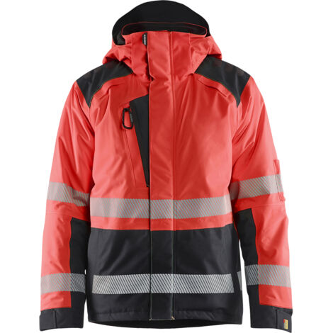 Hochsichtbare Winter-Arbeitsjacke 4455 - Rot/Schwarz S