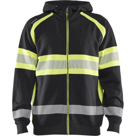 Hochsichtbarer Arbeitskapuzenpullover 3552 - Schwarz/Gelb 4XL