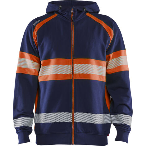 Hochsichtbarer Kapuzen-Arbeits-Sweatshirt 3552 - Marine/Orange S