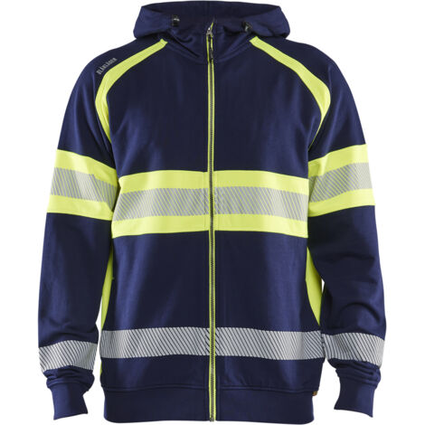 Hochsichtbarer Kapuzen-Work-Sweatshirt 3552 - Marine/Gelb XXL