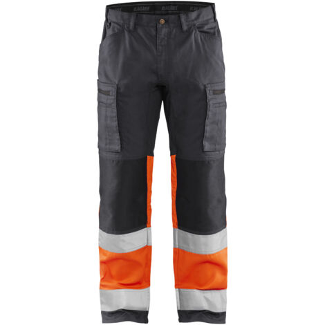 Hochsichtbarer Stretch-Arbeitshose 1551 - Mittelgrau/Neonorange M - FR(44) - SE(C50) - Lange