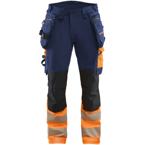 Hochsichtbarer Stretch-Arbeitshose 4D 1125 - Marine/Orange M - DE(42) - AT(C48) - Kurz