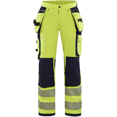 Hochsichtbarer Stretch-Arbeitshose Damen 4D 7197 – Neon Gelb / Marine XL – FR(46) – SE(C44) – Normen