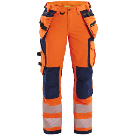 Hochsichtbarer Stretch-Arbeitshose Damen 4D 7197 – Orange/Navy 2XL – FR(52) – SE(C50) – Normen