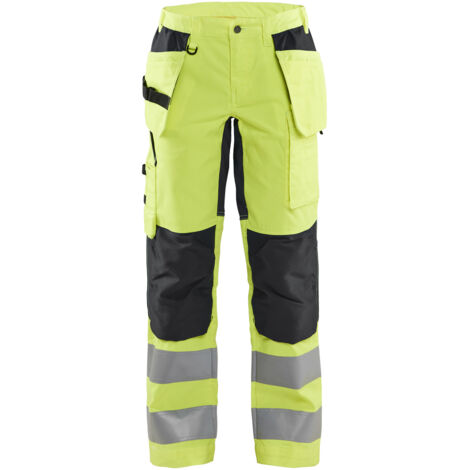 Hochsichtbarer Stretch-Arbeitshose Damen 7163 - Neon Gelb/Schwarz XL - FR(46) - SE(C44) - Kurz