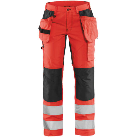Hochsichtbarer Stretch-Arbeitshose Damen 7163 – Neonrot/Schwarz XL – FR(46) – SE(C44) – Normen
