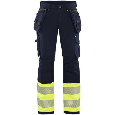 Hochsichtbarer Stretch-Arbeitshose für Damen 4D 7193 – Marine/Gelb Neon XL – FR(46) – DE(C44) – Normen