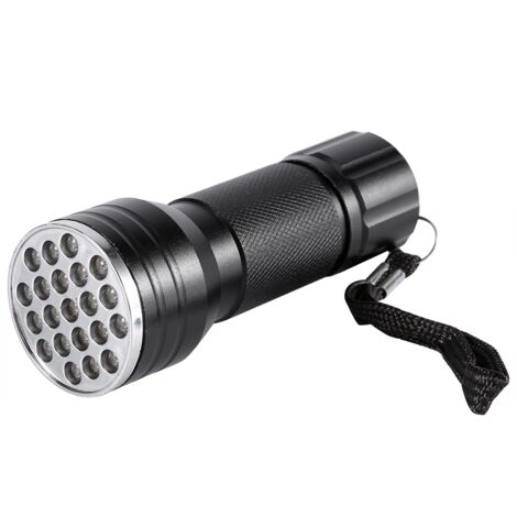 Hochwertige 21-LED-UV-Taschenlampe mit Bewegungserkennung und violetter Hintergrundbeleuchtung, Aluminium