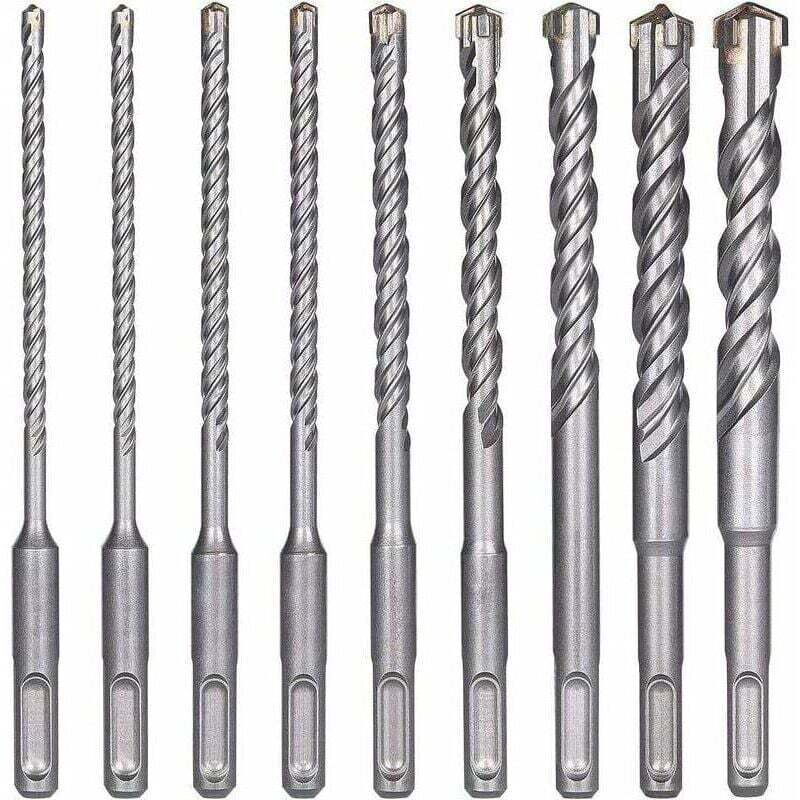Image of Hochwertige Betonbohrer: Set mit 9 SDS-Plus-Elektro-Schlagbohrern für Beton, Ziegel und Naturstein.