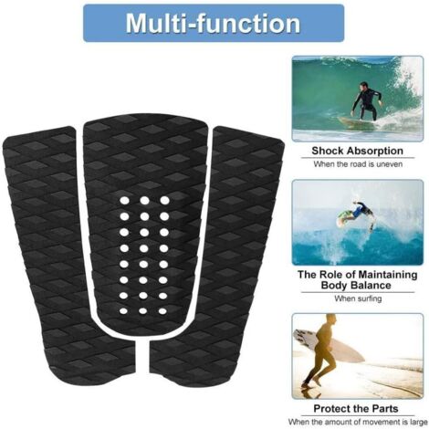 Hochwertige EVA-Fußmatten mit hoher Dichte für Surfbretter, Antirutschmatten, multifunktionale Antirutschmatten, kleine Tailmatten, 3M Surfbrettzubehör, fünfteilige perforierte schwarze Antirutschmatt