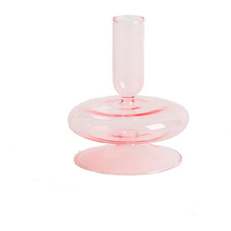 Hochwertige Glasvase, modernes Design, Vase für Blumen oder Kerzen, Wohnaccessoire, originelles Geschenk, Rosa, 11 cm