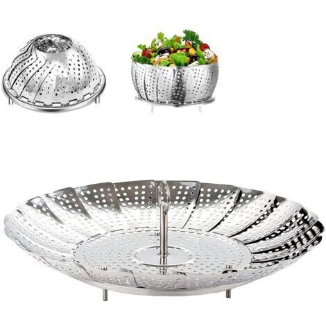 Hochwertiger 9-Zoll Edelstahl-Dampfkorb für Schnellkochtopf – Faltbarer Gemüse-Dampfer mit Fleur Marguerite Design, langlebiges und antihaftbeschichtetes Zubehör für gesunde Zubereitung